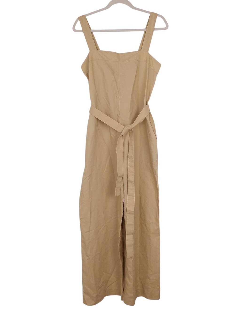 Uniqlo Linen Blend Jumpsuit beige wide leg minimalist relaxed belted layering